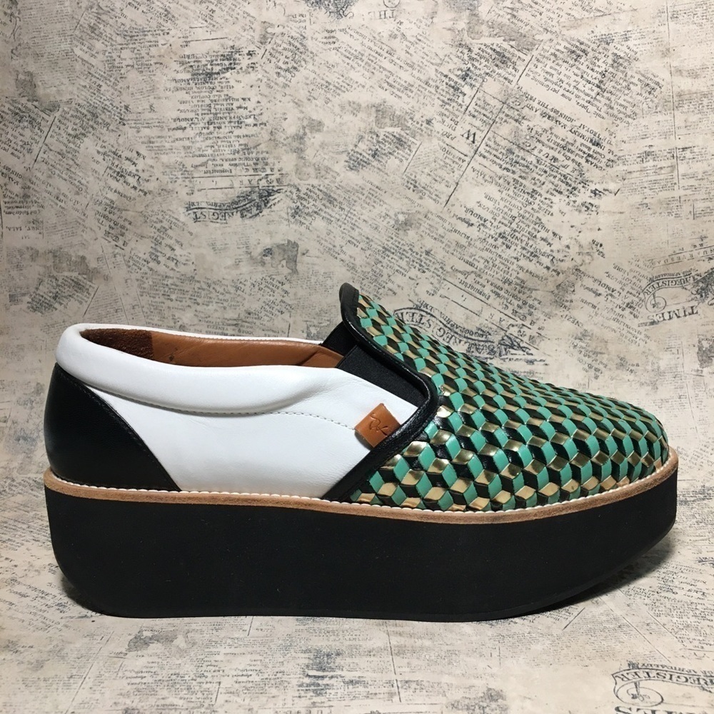 Flamingos Coconut Metallic Platform Sneakers Leather Made Spain Slip On